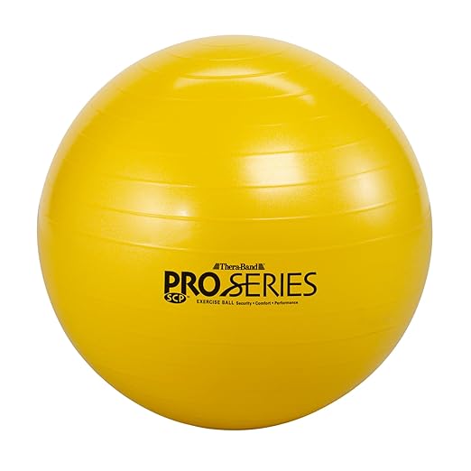 THERABAND Pro Series Exercise Ball, 18" Yellow Stability Trainer for 4'7"–5' Users, Anti-Burst Yoga & Pilates Ball, Balance & Core Trainer, For Athletes Fitness at Gym & Home