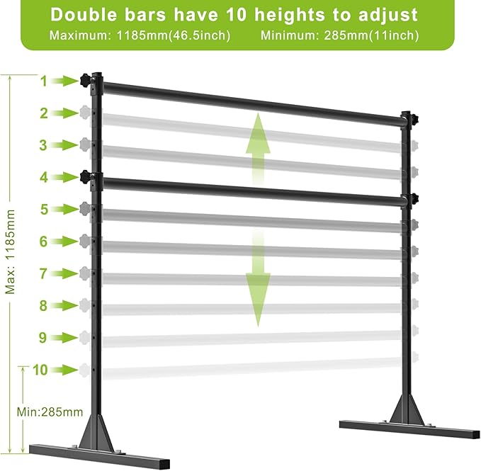 SELEWARE Height Adjustable Ballet Barre Freestanding Ballet Bar Heavy Duty Dance Bar Support Barre Movements Body Stretch Pull-ups, Sturdy Construction Never Fall Apart, Anti-Slip