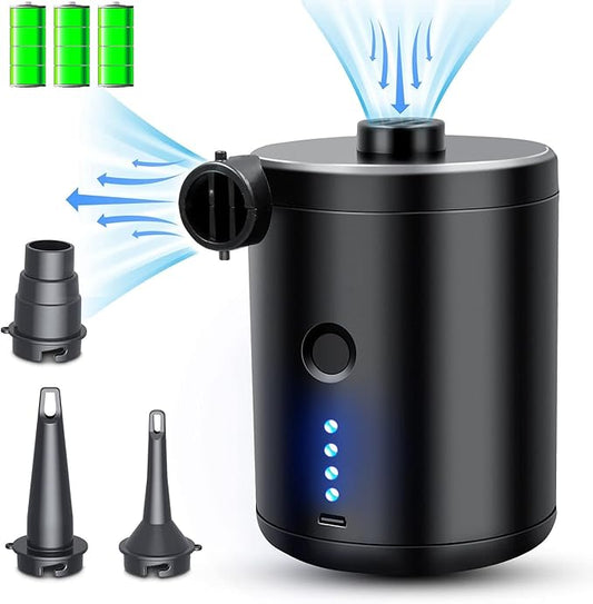 3T6B USB Rechargeable Air Mattress Pumps, Portable Air Pump with 4 Nozzles for Outdoor Camping, Air Mattress, Inflatable Couch, Pool Toy