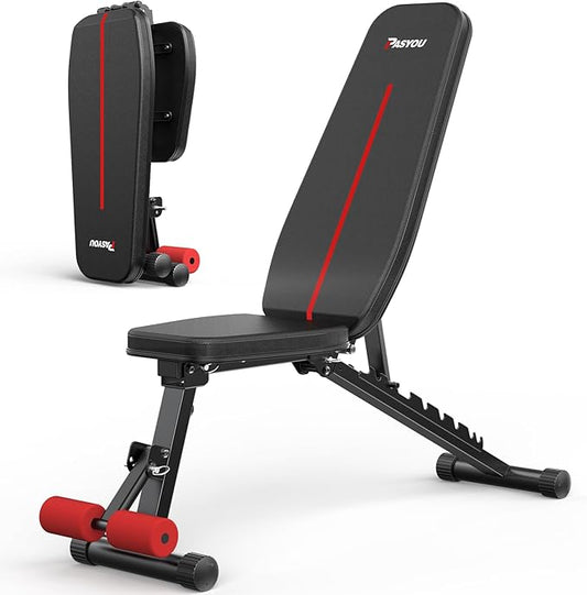 PASYOU Adjustable Weight Bench Full Body Workout Multi-Purpose Foldable Incline Decline Exercise Workout Bench for Home Gym