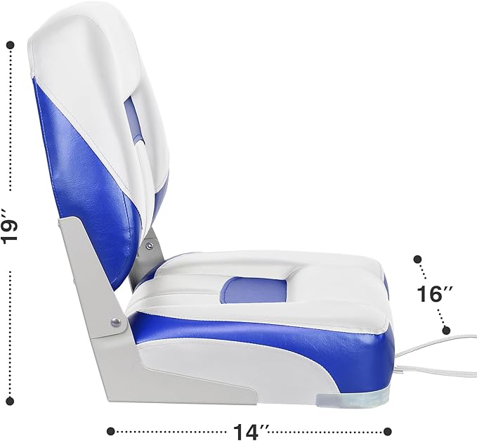 Two Tone Low Back Folding Boat Seat,White/Blue,2pcs/pack