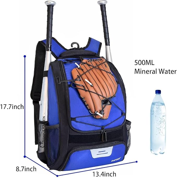 Baseball Bag Softball Backpack - Youth Adult T Ball Bat Equipment Bag with Bat Helmet Holders, Shoe Compartment