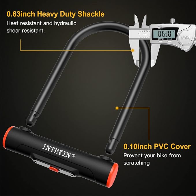 Heavy Duty U Lock - 16mm Bicycle Lock with 3 Keys for Road & Mountain Bikes