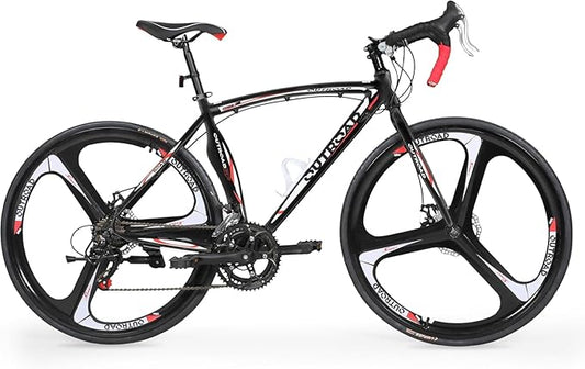 Road Bike 14-21Speed 700C Wheel with Light Aluminum Alloy Frame Commuter Bicycle with Dual Disc/V Brakes for Women and Men Black,White,Blue,Red