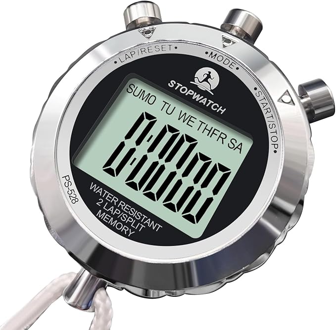 Stopwatch, Metal Stop Watch for Sports 10/100/400 Laps, Stopwatches Timer for Coach Sports Running with 0.01second & 0.001second Timing, Conutdown, Alarm