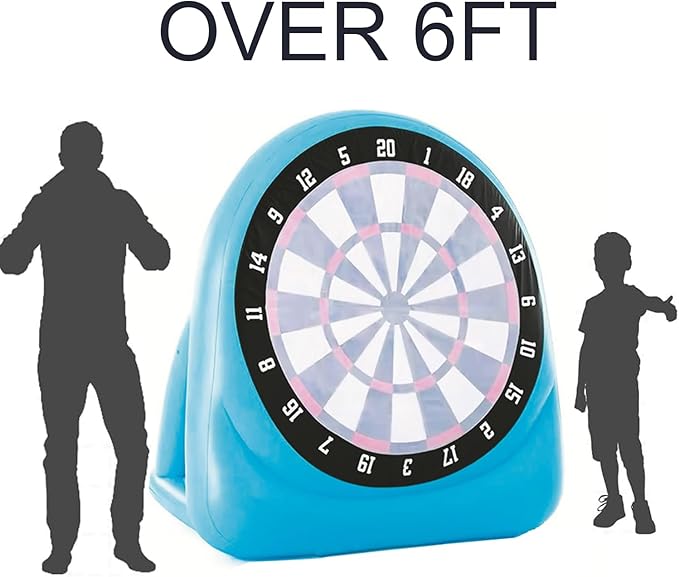 Giant Dart Board Inflatable with Pump, Outdoor and Indoor Soccer Sport Kick Dartboard for Kids and Adults, Darts Board Yard Game with 20 Golf Balls, 4 Sticky Balls, 2 Soccers, Chipping Mat, Scoreboard