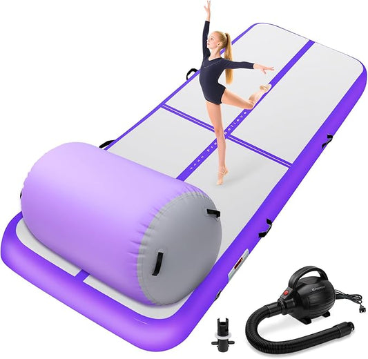Inflatable Gymnastics Air Roller Set, Tumble Rolling Air Roller Gymnastics Barrel with Electric Pump for Kids Adults Home Outdoor Gymnastic Training Cheerleading Yoga