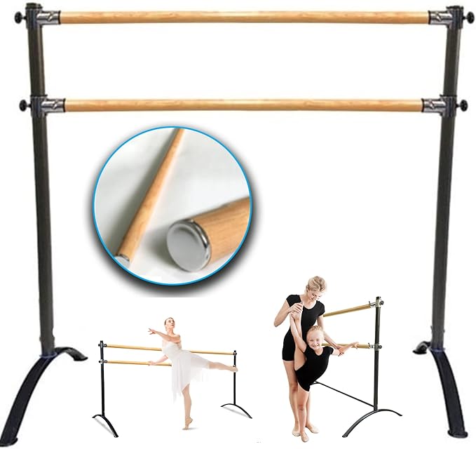 Ballet Barre Portable for Home or Studio, Height Adjustable Bar for Stretch, Pilates, Dance or Active Workouts, Single or Double Bar, Kids and Adults