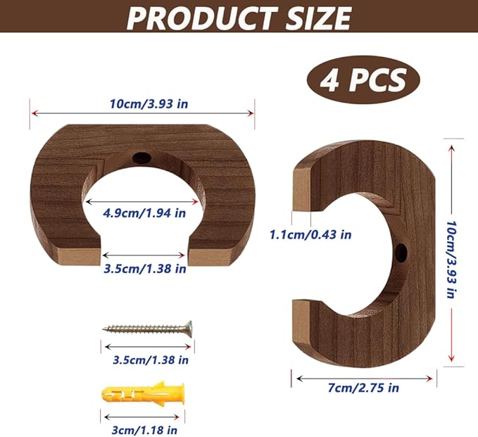 4 PCS Kayak Paddle Rack Hanging Board,Paddle Holder Hangers Racks Wall Storage Keeper Hanging Oar Wall Decor Oar Board Accessories for Paddle Storage Wall Rack,Kayak,SUP,Canoe Paddles.-Brown