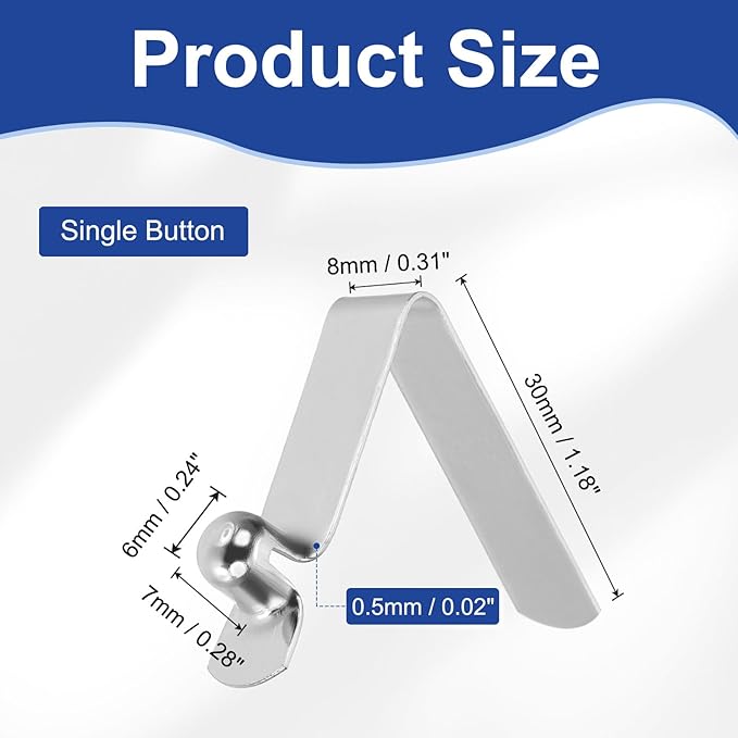 HARFINGTON Single Button Kayak Paddle Snap Spring Clip Spring Steel V-Shaped Hollow Lift Telescopic Locking Tube Pole Clips for Tent Camping