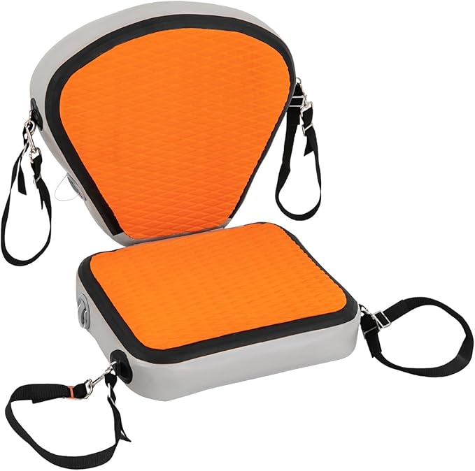 Kayak Seats,Inflatable Kayak Seat,Adjustable Boat Seat,Thicken Seat Cushion for Kayaks Padded,Cushioned Fishing Seats w/Back Support Adjustable Strap for Kayaking Canoeing Drifting (Orange)