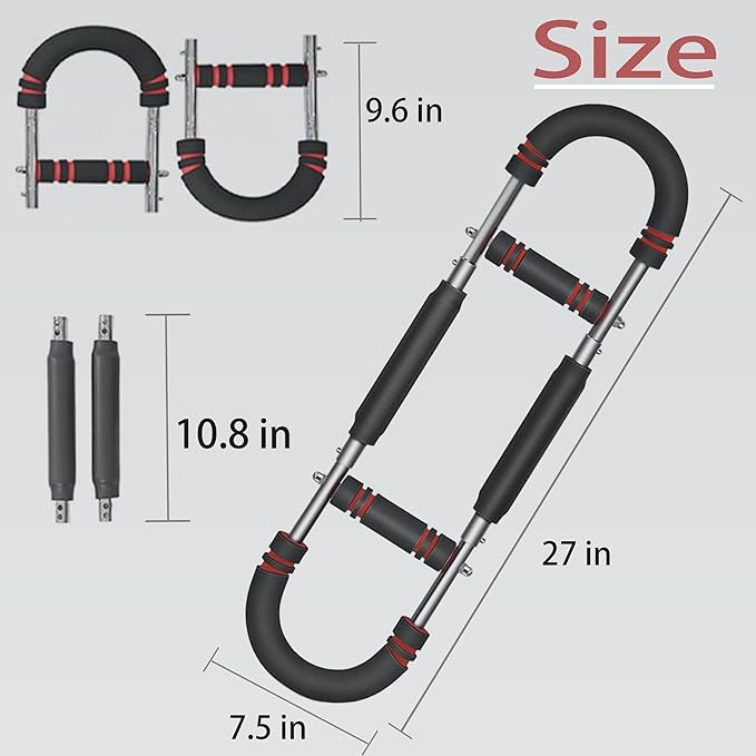 Heavy Duty Twister Arm Trainer for Men, Professional Arm Chest Trainer with No-Rust Chrome Steel & Wrinkle-Free Grips, 66-110lb 5-Level Adjustable Home Gym Workout Equipment