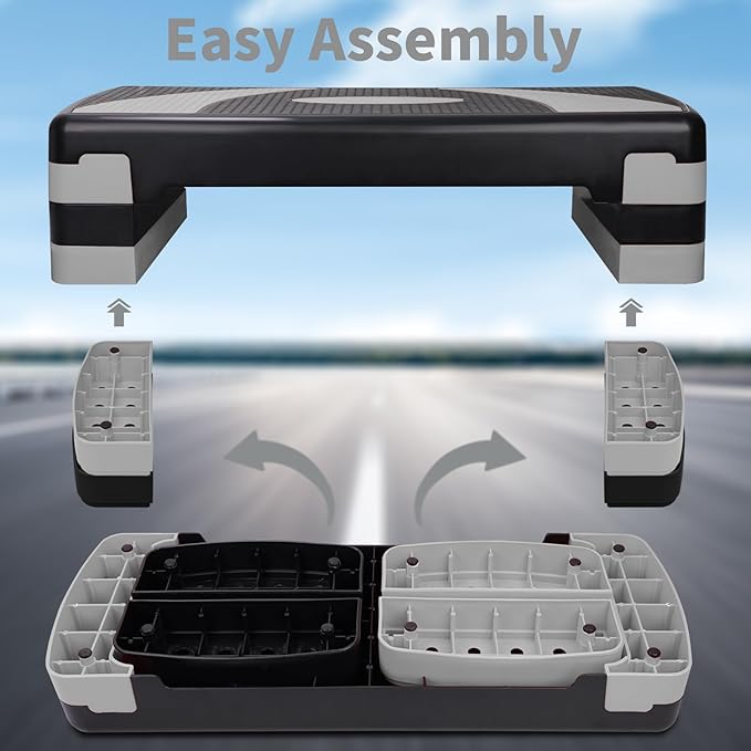 Exercise Workout Aerobic Step Platform Trainer, 31" Aerobic Stepper with 4"-6"-8" Adjustable Height Risers