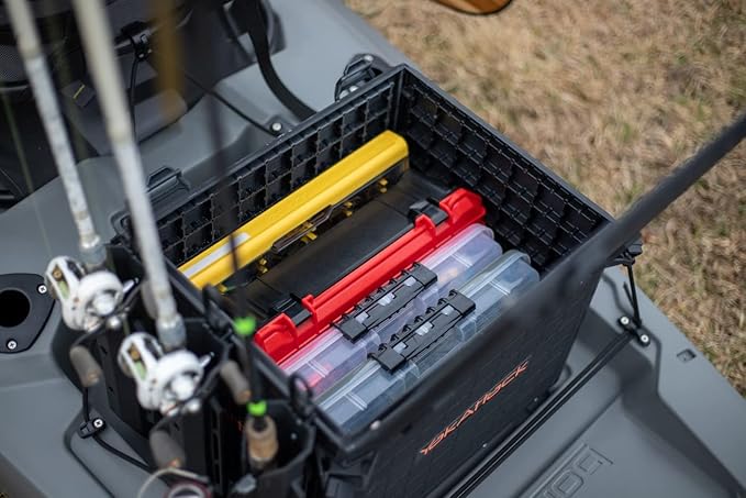 YakAttack BlackPak Pro 13" x 16" Kayak Fishing Crate with 4 Rod Holders - Black | Tackle Storage Box & Gear Organizer for Kayaks | Lightweight, Durable & Customizable Marine Accessory | Made in USA
