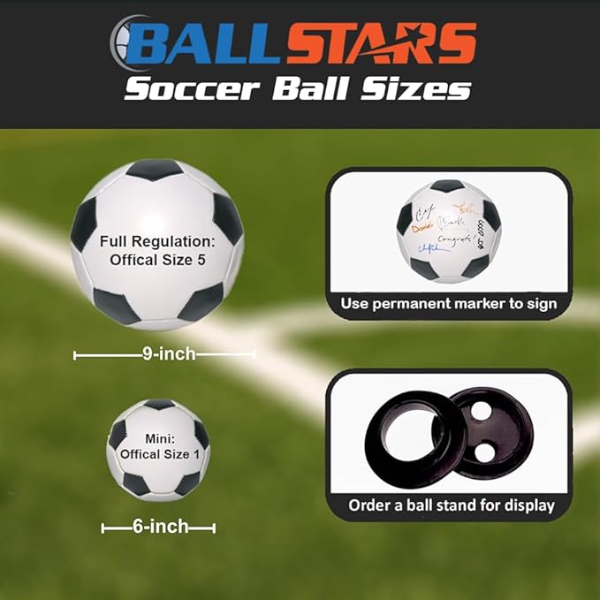 Personalized Custom Mini Size 6 Inch Official Size 1 Soccer Ball | Customized Soccer Ball with Name, Photo, or Text | Trophy or Gift for Coach, Son, Boyfriend, or Any Soccer Fan