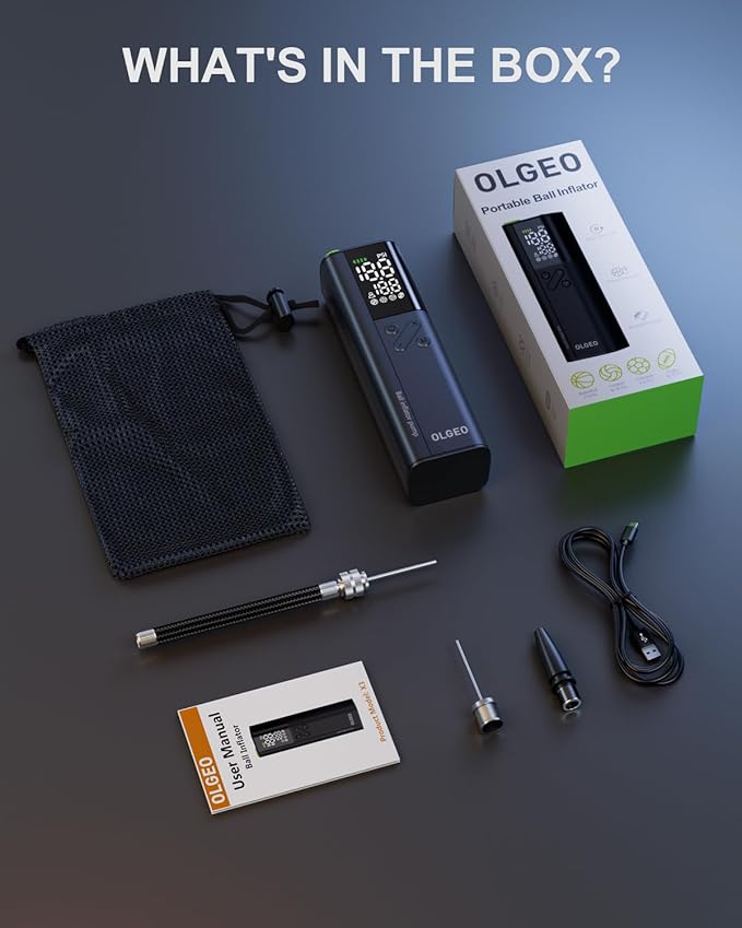 Electric Ball Pump, 16PSI Portable Air Pump with Pressure Gauge and Digital LCD Display for Basketball Pump, Soccer Ball Pump, Football Pump, Volleyball Pump, 4X Faster Sports Ball Pump