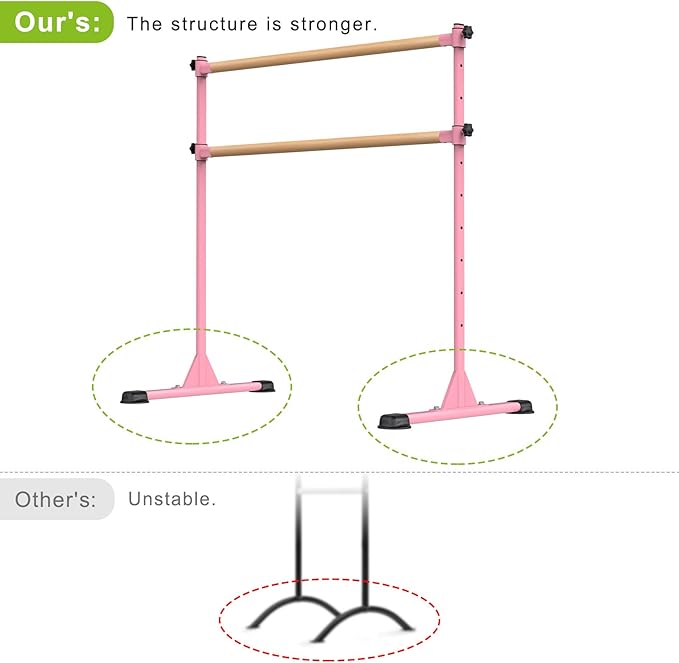 Dolibest Freestanding Ballet Bar, Height Adjustable Ballet Bar, Heavy Duty Dance Bar, with Non-Slip Rubber Pads, Enhanced Stability, Dance/Yoga/Fitness Stretching Bar, Ideal for Kids and Adults