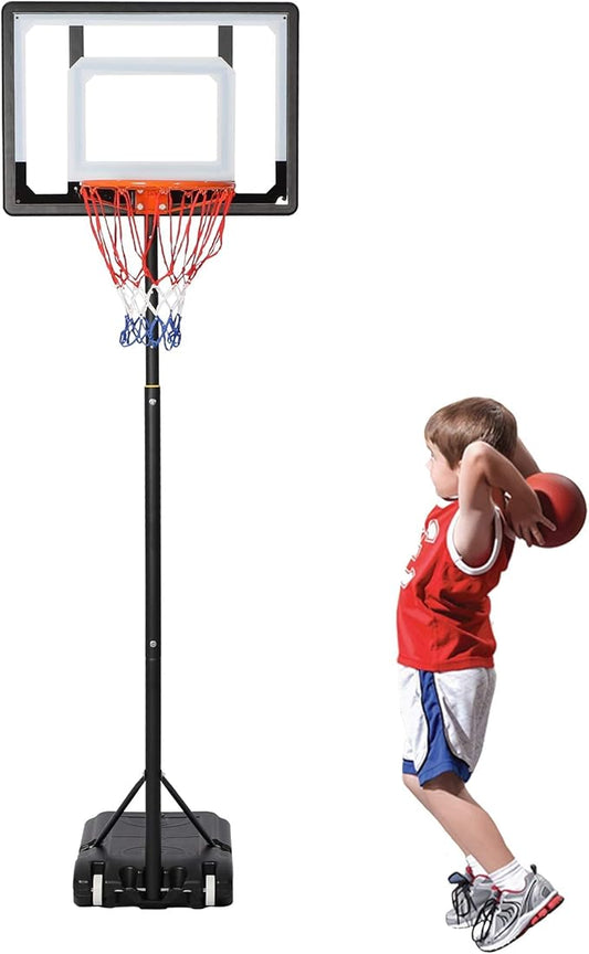 COLOR TREE Portable Basketball Hoop for Kids and Family - Indoor and Outdoor Basketball Goal System Height Adjustable 5ft to 6.8ft / 6.8ft to 8.5ft, 32in Backboard Basketball Stand with Wheels