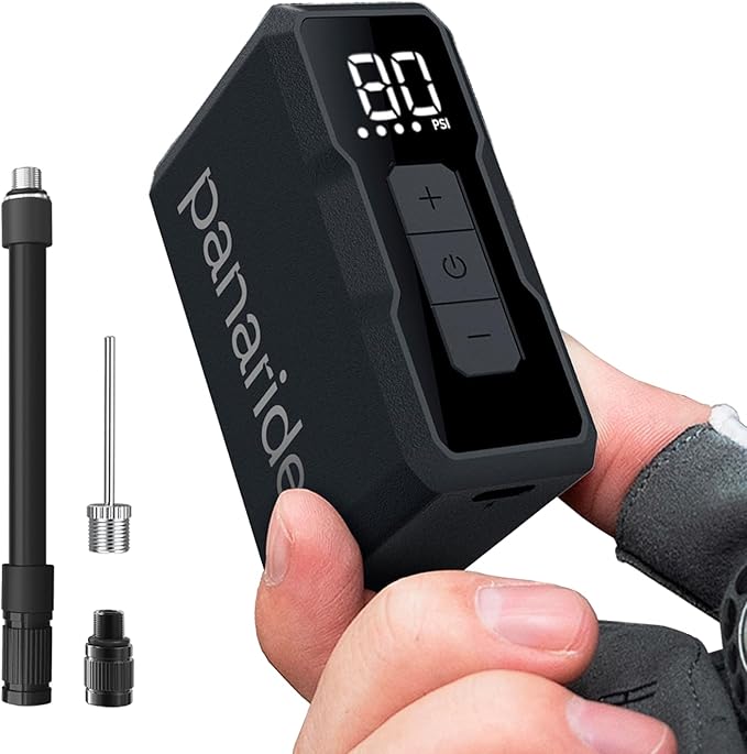 Mini Bike Pump, 120 PSI Mini Electric Bike Pump, 120g, Smart Auto-Stop, ±1 PSI Accuracy, Portable Electric Bike Pump Works with Presta & Schrader Valves