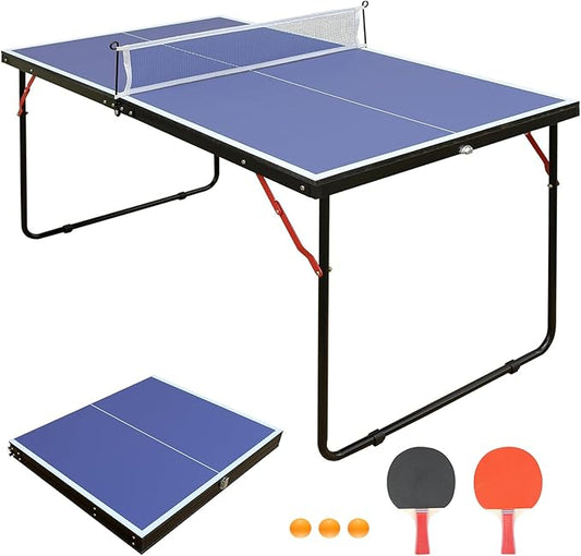 Foldable Ping Pong Table Portable 4.5FT/6 FT/9FT Table Tennis Table Foldable for Indoor Outdoor Games - Quick Assembly