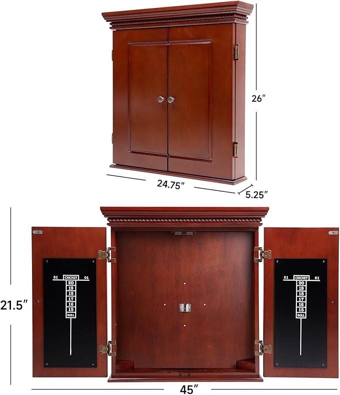 GSE Games & Sports Expert Professional Solid Wood Classic Official Size Dartboard Cabinet with Dart Scoreboard for Game Room. Dartboard & Darts Not Included