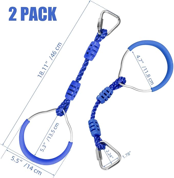 Ninja Ring Fitness Gymnastic Ring Climbing Bar Workout Outdoor Backyard Playground Training Equipment Play Set, Jungle Gym Fist Hanging Swing Monkey Bars Ninja Warrior Obstacle Course Trapeze Playsets