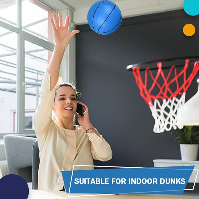 Dilabnba 6 inches Mini Basketball Toy Set for Kids (Deflated/Pump Included) Over The Door Mini Hoop Basketball Replacements for Kids Teenagers for Pool, Indoors, Outdoors (Blue)