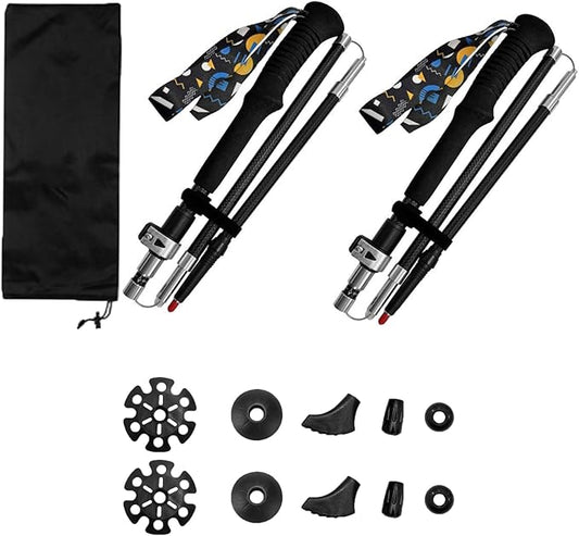 Carbon Fiber Hiking Poles 2pcs, Collapsible Nordic Trekking Poles,Cork Handle Ultralight Folding Walking Sticks, Hiking Sticks, Lightweight Foldable Trekking Walking Sticks for Seniors Women Men