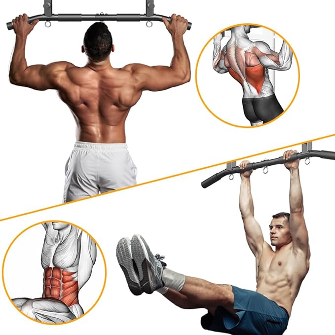 Wall Mount Pull Up Bar, Joist Mount Pull Up Bar, Beam and Rafter Mounted Chin Up Bar for Home Gym With Wood Mount and Wall Mount Screws