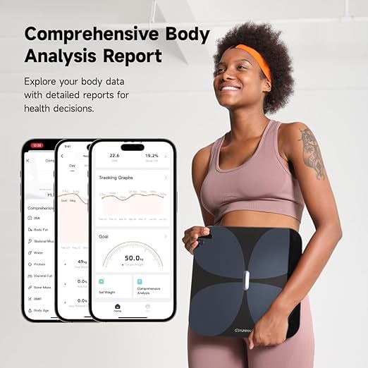 Yunmai Smart Scale with BMI, Body Fat, Muscle Mass, Body Weight, Body Fat Scale, 13 Body Composition Scale, Accurate Digital Bathroom Scale Bluetooth, Apple Health Compatible, Rechargeable 400lb
