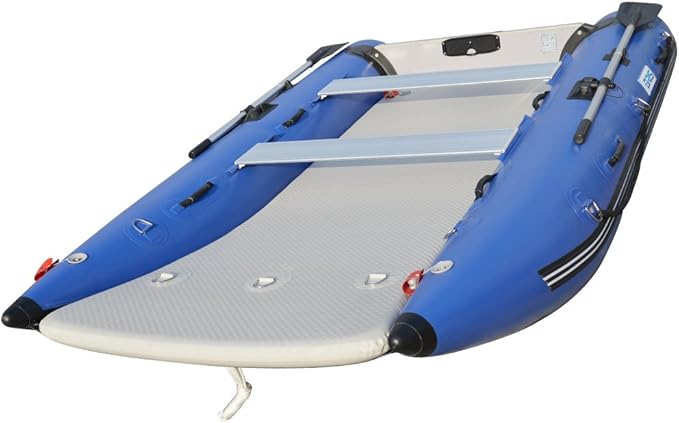 BRIS 11 ft Inflatable Catamaran Inflatable Boat Inflatable Dinghy Mini Cat Boat Blue
