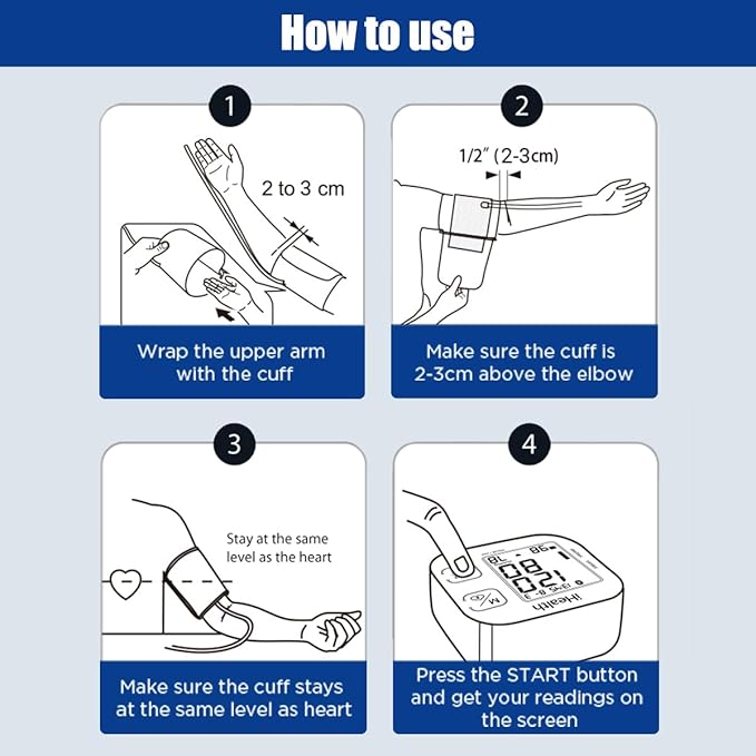 Blood Pressure Monitors for Home Use, Blood Pressure Machine Upper Arm with Large Wide Cuff Automatic Digital BP Machine LCD Screen BSX583(Light Blue)