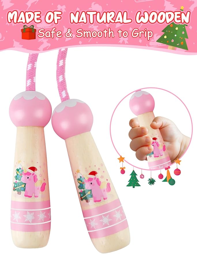 Jump Rope for Kids, Lorvain Adjustable Skipping Rope, Kids Jump Ropes with Wooden Handle for Girls Boys, Weighted Jumping Ropes for Fitness Workout Exercise Outdoor Fun Activity