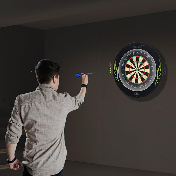 Dartboard Light System LED Best Dart Light, 18-inch Magnetic Dartboard 3 Light Effects, 12 Darts, Professional Dartboards for Adults Easy Installation