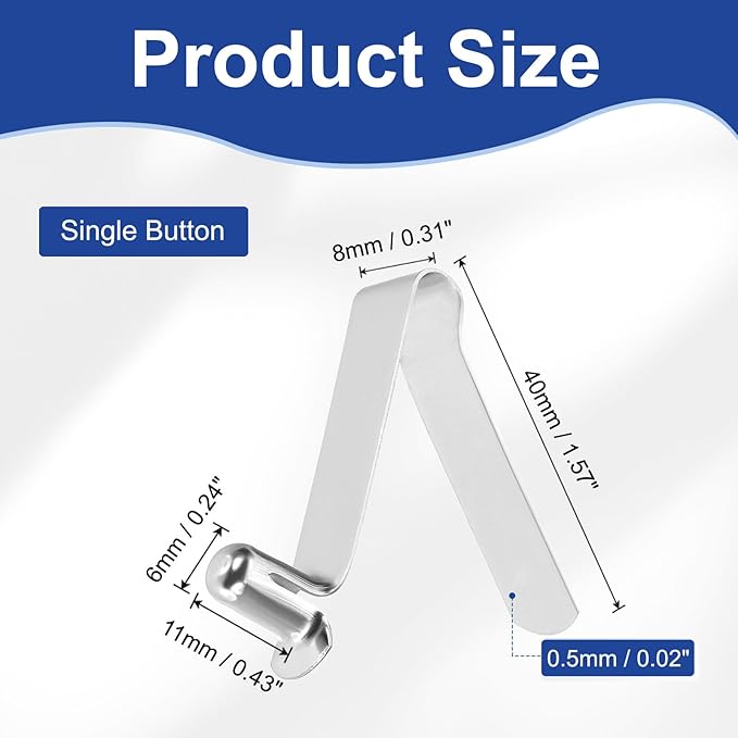 HARFINGTON Single Button Kayak Paddle Snap Spring Clip Spring Steel V-Shaped Hollow Lift Telescopic Locking Tube Pole Clips for Tent Umbrella Camping