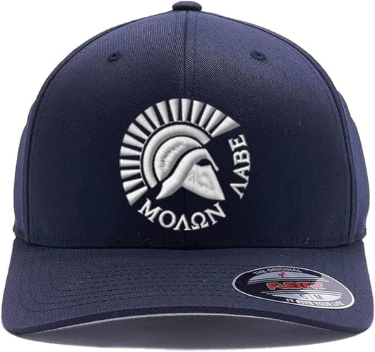 Spartan Warrior Helmet Molon Labe - Come and Take It Custom Embroidered Flex Fitted Baseball Hat
