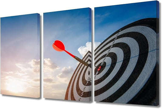 Wall Art Painting Dart Hits the Bullseye Inspirational Bedroom Living Room Wall Decor Successful Concept Framed Office Modern Dart Pictures Canvas Prints Artwork for Bathroom Decorations, 24" Wx36 H