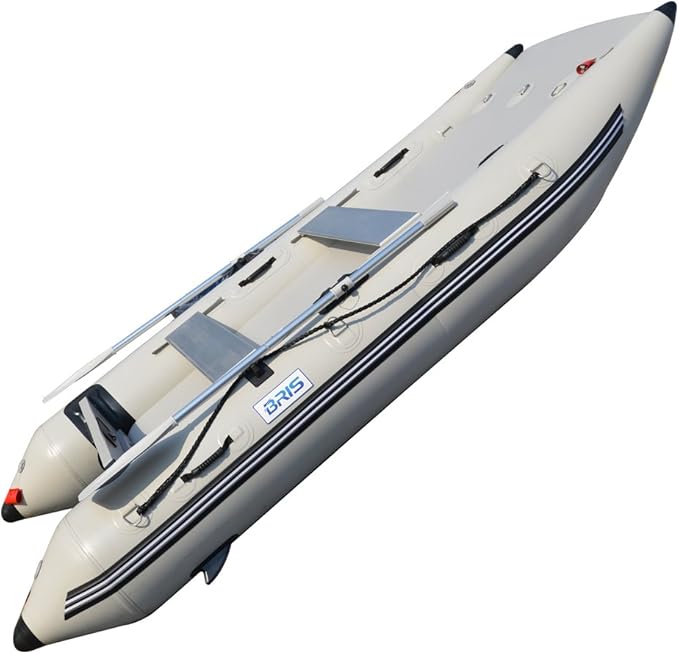 BRIS 11 ft Inflatable Catamaran Inflatable Boat Inflatable Dinghy Mini Cat Boat Gray