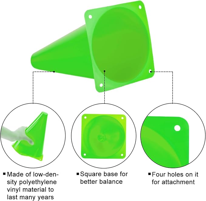 9 Inch Cones Sports, 15 Pack Orange Soccer Cones Training Agility Field Marker Plastic Traffic Cones for Football Basketball Drills Multipurpose Practice, Indoor Outdoor Games Activity Party Events