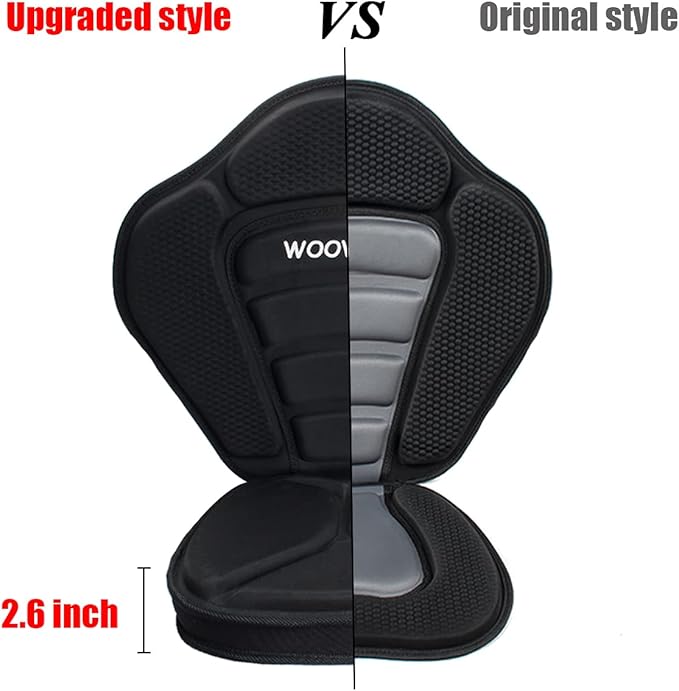 WOOWAVE Kayak Seat Padded Deluxe Paddleboard Seat Adjustable Boat Seat Cushioned Fishing Seat High Back Comfortable Backrest Support for Universal Sit
