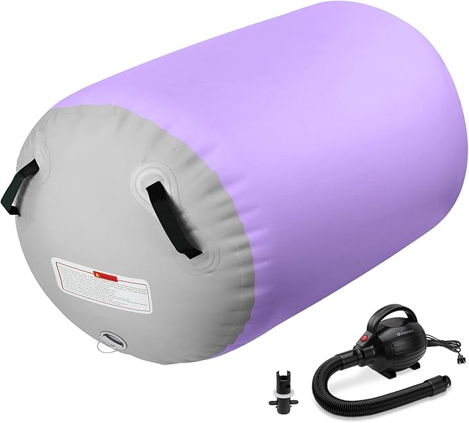 Inflatable Gymnastics Air Roller Set, Tumble Rolling Air Roller Gymnastics Barrel with Electric Pump for Kids Adults Home Outdoor Gymnastic Training Cheerleading Yoga