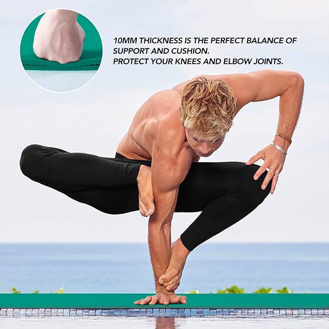 JELS Extra Thick Yoga Mat, 2/5 inch, Ergonomic 3D Non Slip Design, SGS Certified TPE Material, Yoga Mat for Men Women with Carrying Strap,Exercises Mat for Yoga, Pilates and Floor Workout(72"x26")…