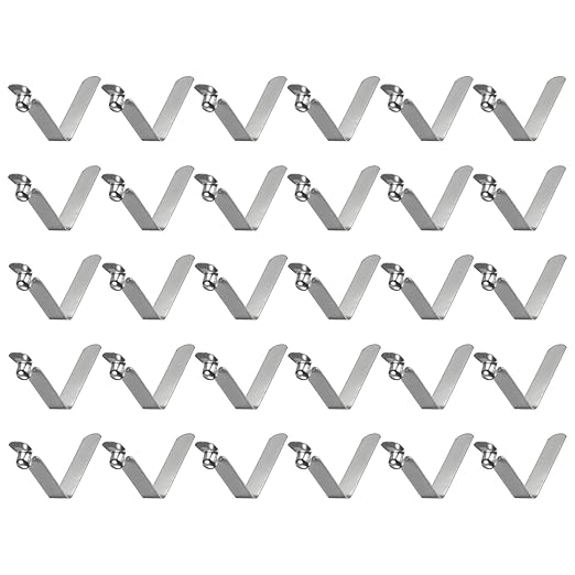 HARFINGTON 30pcs Single Button Kayak Paddle Snap Spring Clip 6x6x38mm 65Mn Spring Steel V-Shaped Hollow Lift Telescopic Locking Tube Pole Clips for Tent Umbrella Camping