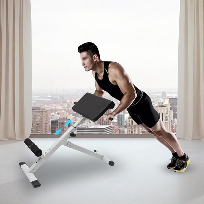 Fitness Roman Chair Training Hyperextension Bench Exercise 5 Levels Adjustable Sport Roman Chair Back MAX 300LBS for Home, Gym, Hotel, School, and Other Occasions