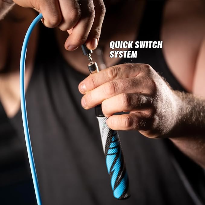 Hererope 3 In 1 Jump Rope for Men & Women, 1/6lb, 1/4lb, 1/2lb Interchangeable Weighted Jump Rope Set with Precision Ball-Bearing, Anti-Slip Leather Grip - Jump Ropes for Fitness, Speed Training, Endurance Building & Total Body Workout