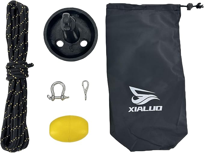 XIALUO Marine Mushroom Anchor Kit 5 lb Black PE Coated Kayak Anchor Accessories with 30 ft Rope for Fishing Kayaks, Canoe, Jet Ski, SUP Paddle Board and Small Boats