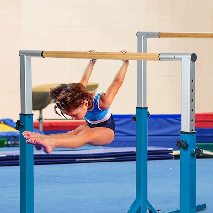 Costzon Double Horizontal Bars, Junior Gymnastic Training Parallel Bars w/11-Level 38-55" Adjustable Heights, 264lbs Capacity, Ideal for Indoors, Outdoor, Home Practice