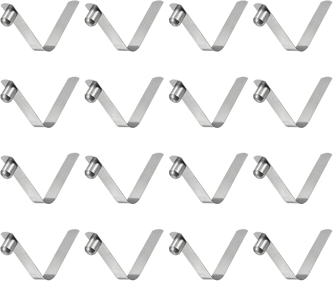 HARFINGTON 16pcs Single Button Kayak Paddle Snap Spring Clip 8x10x50mm 65Mn Spring Steel V-Shaped Solid Lift Telescopic Locking Tube Pole Clips for Tent Umbrella Camping
