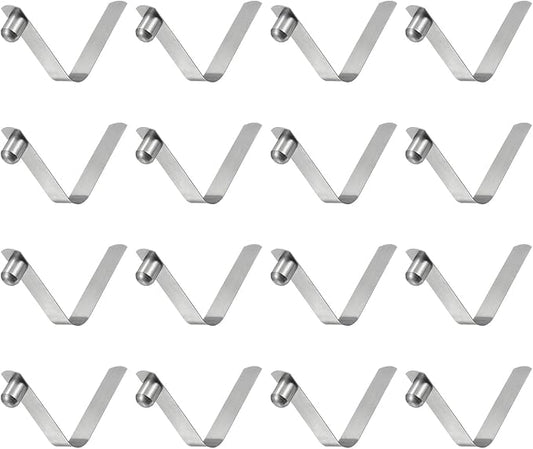 HARFINGTON 16pcs Single Button Kayak Paddle Snap Spring Clip 8x10x50mm 65Mn Spring Steel V-Shaped Solid Lift Telescopic Locking Tube Pole Clips for Tent Umbrella Camping