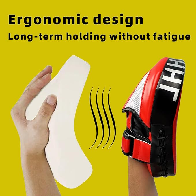 Boxing Pads Curved Punching Mitts Sparring Gear for Boxing,MMA,Muay Thai,Martial Arts Training Equipment，Red/Black,2PCS